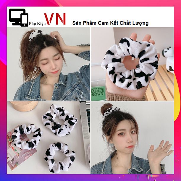 ⚡ Buột Tóc / Cộc Tóc Bò Sữa Mềm Min HotTrend Hiện Nay - Cột Tóc Scrunchies Bò Sữa Lông Nhung HotTrend