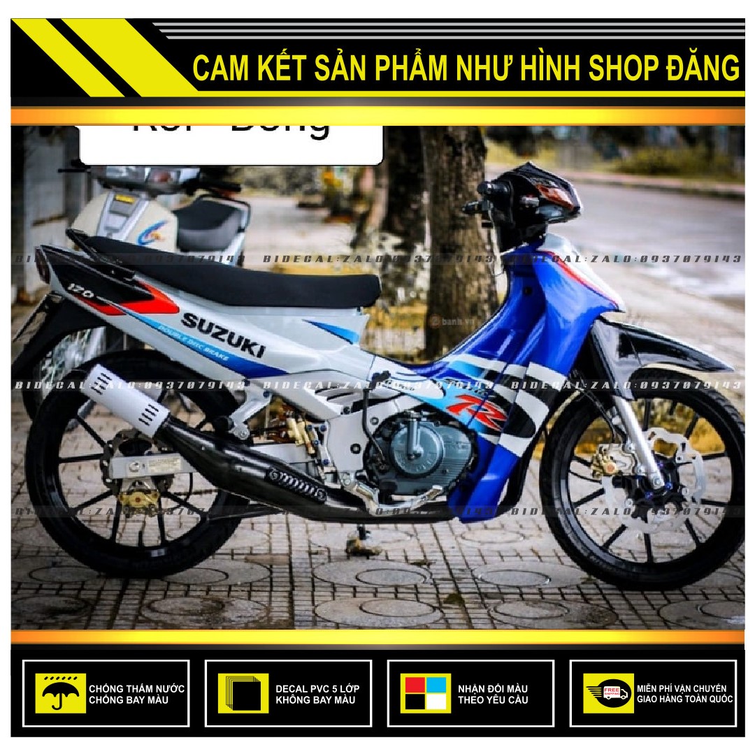 Tem rời sport satria 2000 chế trắng xanh