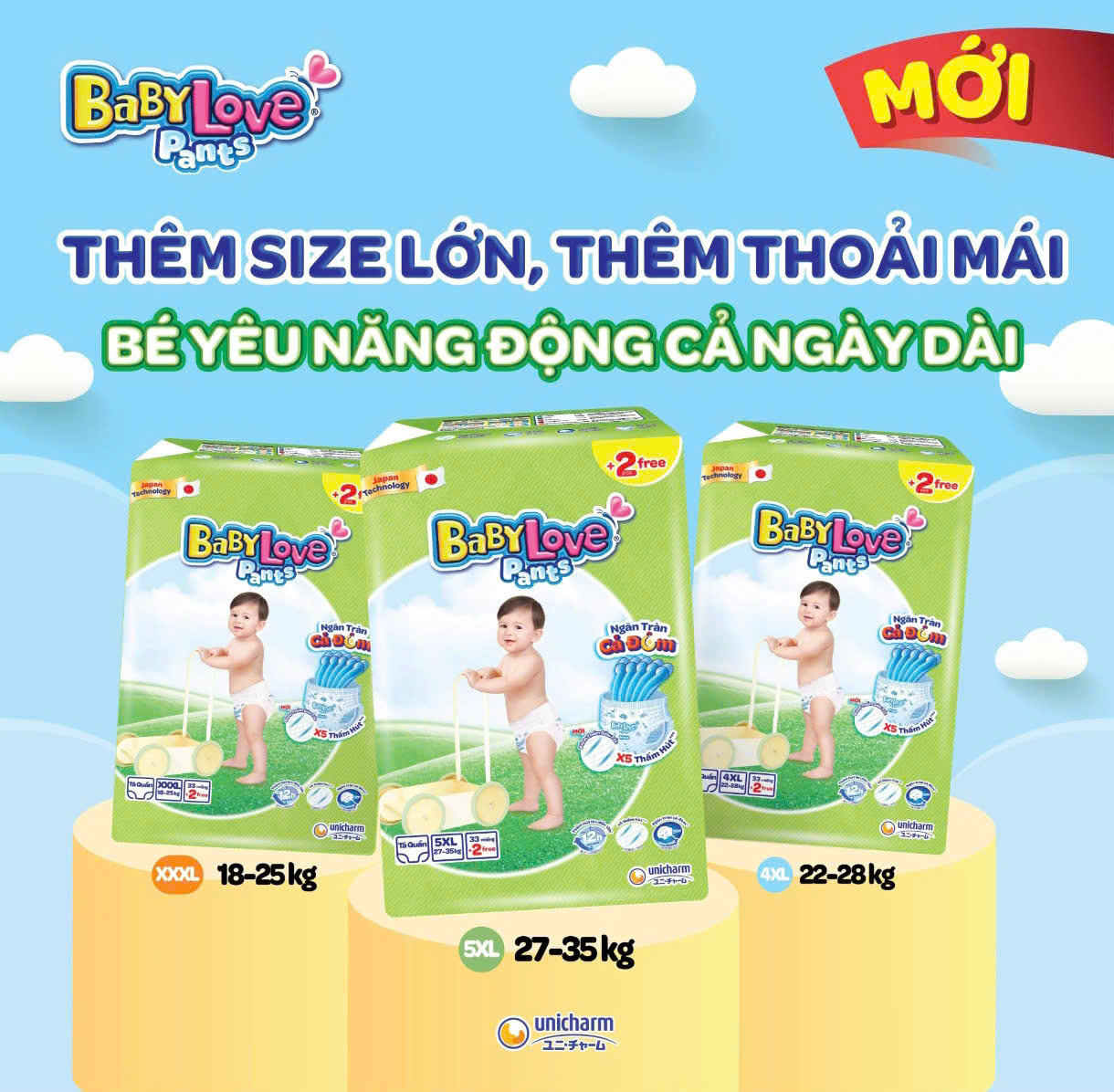 TÃ QUẦN UNIDRY XXXL22+6 MIẾNG/ Babylove XXXL33+2/ 4XL/ 5XL