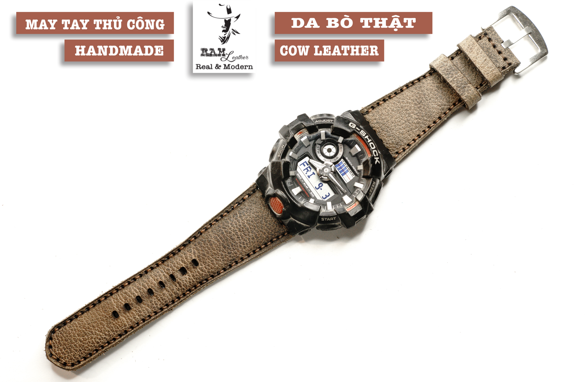 WATCH STRAPS DOUBLE COW LEATHER REAL