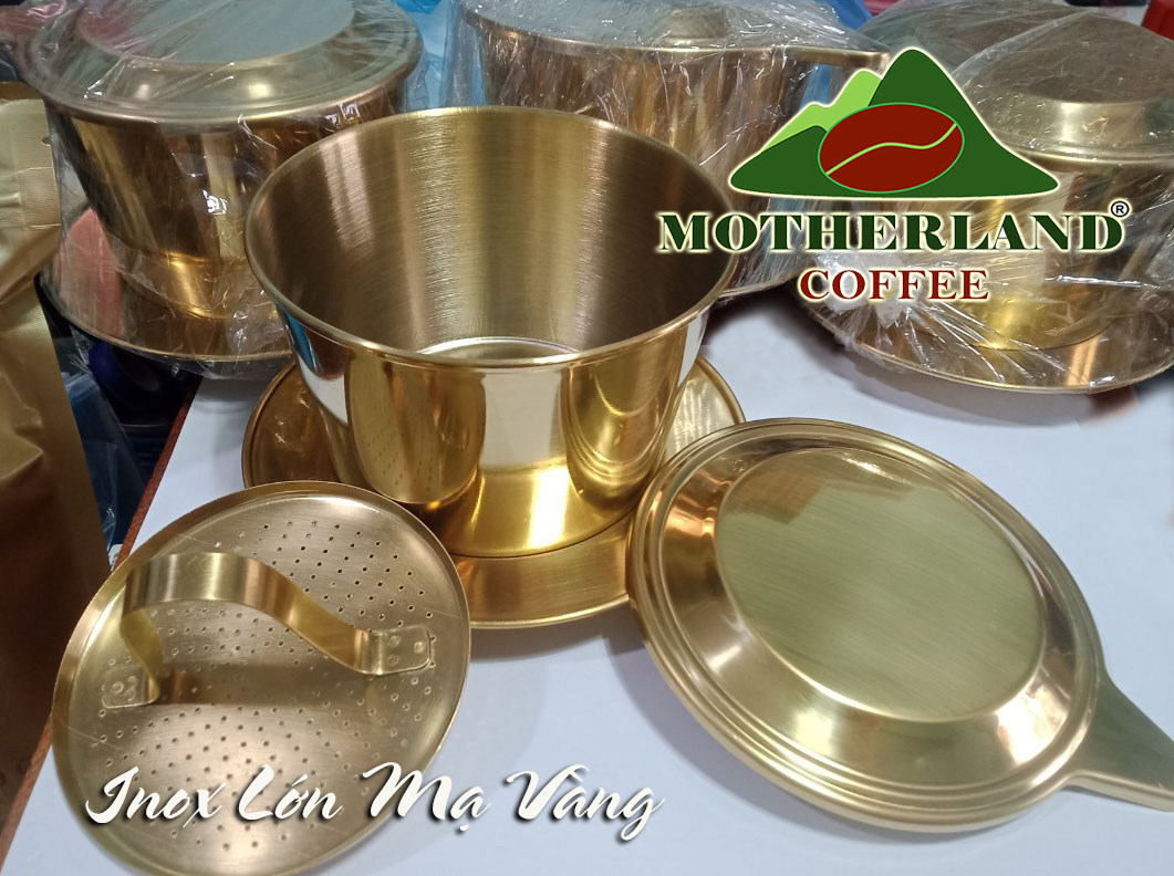 Phin cafe inox lớn mạ vàng pha 150g bột cà phê