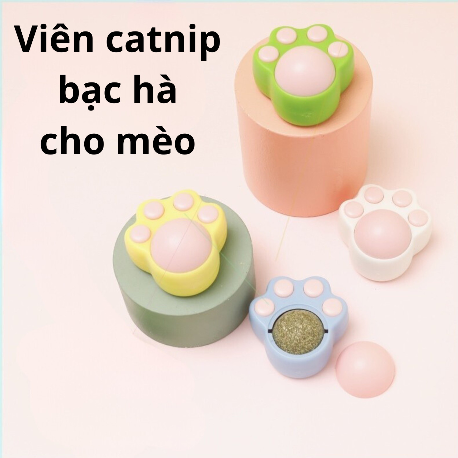 Viên catnip cỏ bạc hà hình chân mèo gắn tường giảm stress cho mèo