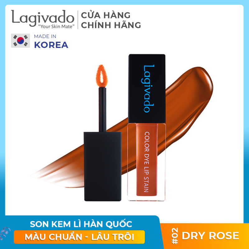Son kem lì lên màu chuẩn, lâu trôi Hàn Quốc Lagivado chính hãng Color Dye Lip Stain dạng nước – 04 màu son đẹp cao cấp