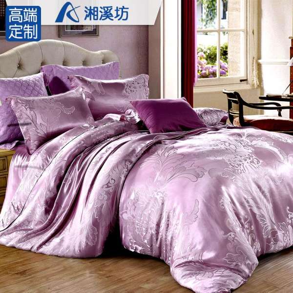 Dệt Nổi Lụa Bộ Bốn Chiếc 100% Sợi Tơ Tằm Vải Satin Vải Lụa Cao Cấp Bộ Đồ Dùng Trên Giường 19 Mm Cân Đám Cưới Vỏ Chăn