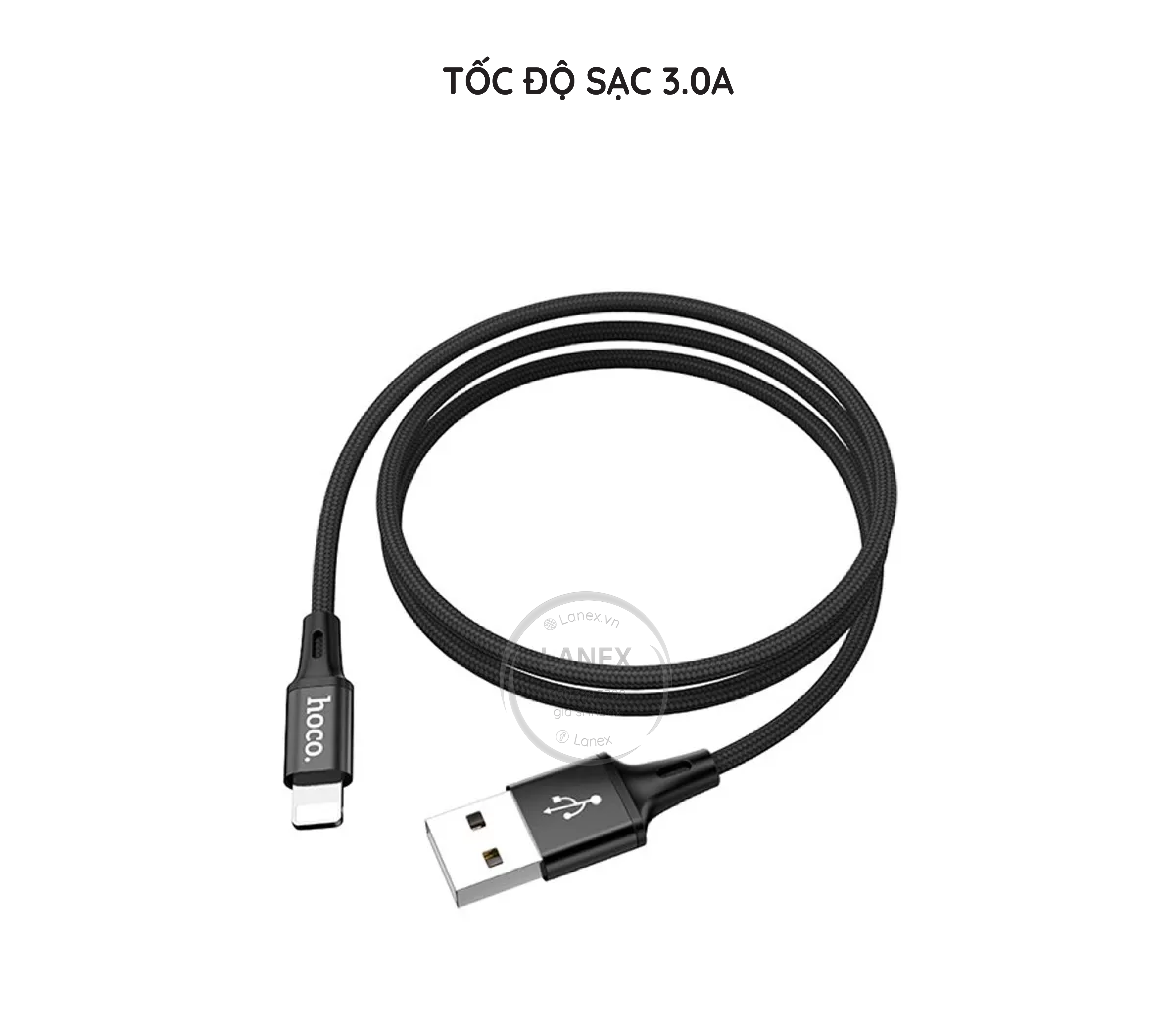 Cáp Sạc Nhanh Hoco Du10 Dây Dù Lightning 3.0a Dài 1.0m