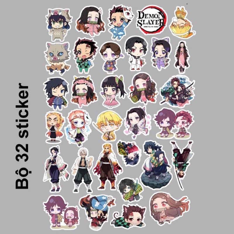 Sticker kimetsu no yaiba 30-60 cái khác nhau /hình dán anime