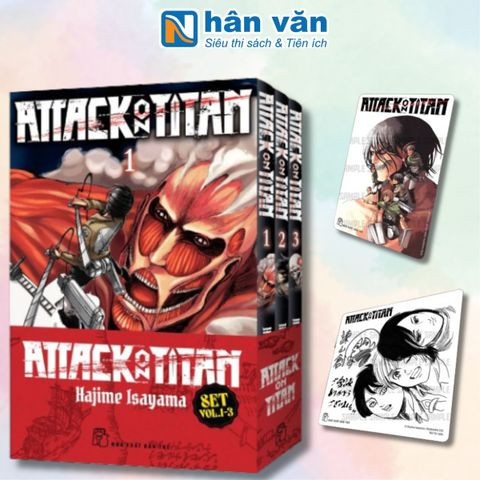 Truyện tranh - bộ manga - attack on titan: tập 1 - 3 - tặng kèm card pvc + card shikishi