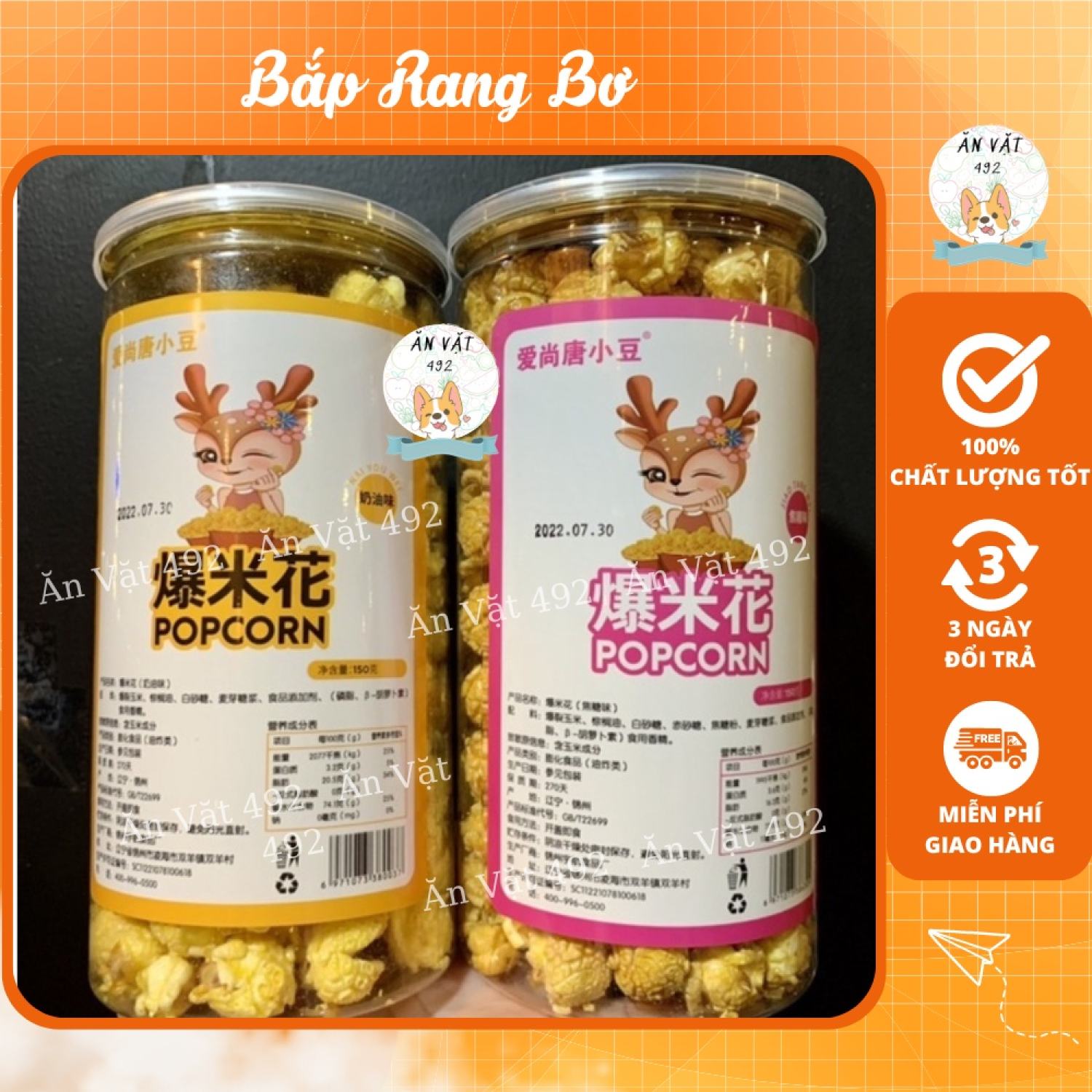Bỏng ngô bắp rang bơ phiên bản hũ pet -ăn vặt 492