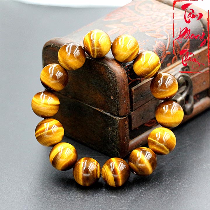 Vòng Tay Phong Thủy Đá Mắt Hổ Cao Cấp Tự Nhiên Vàng Hạng AA - Pháp Tâm