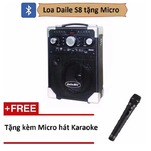 Loa bluetooth karaoke Daile S8 tiếng anh tặng kèm micro không dây