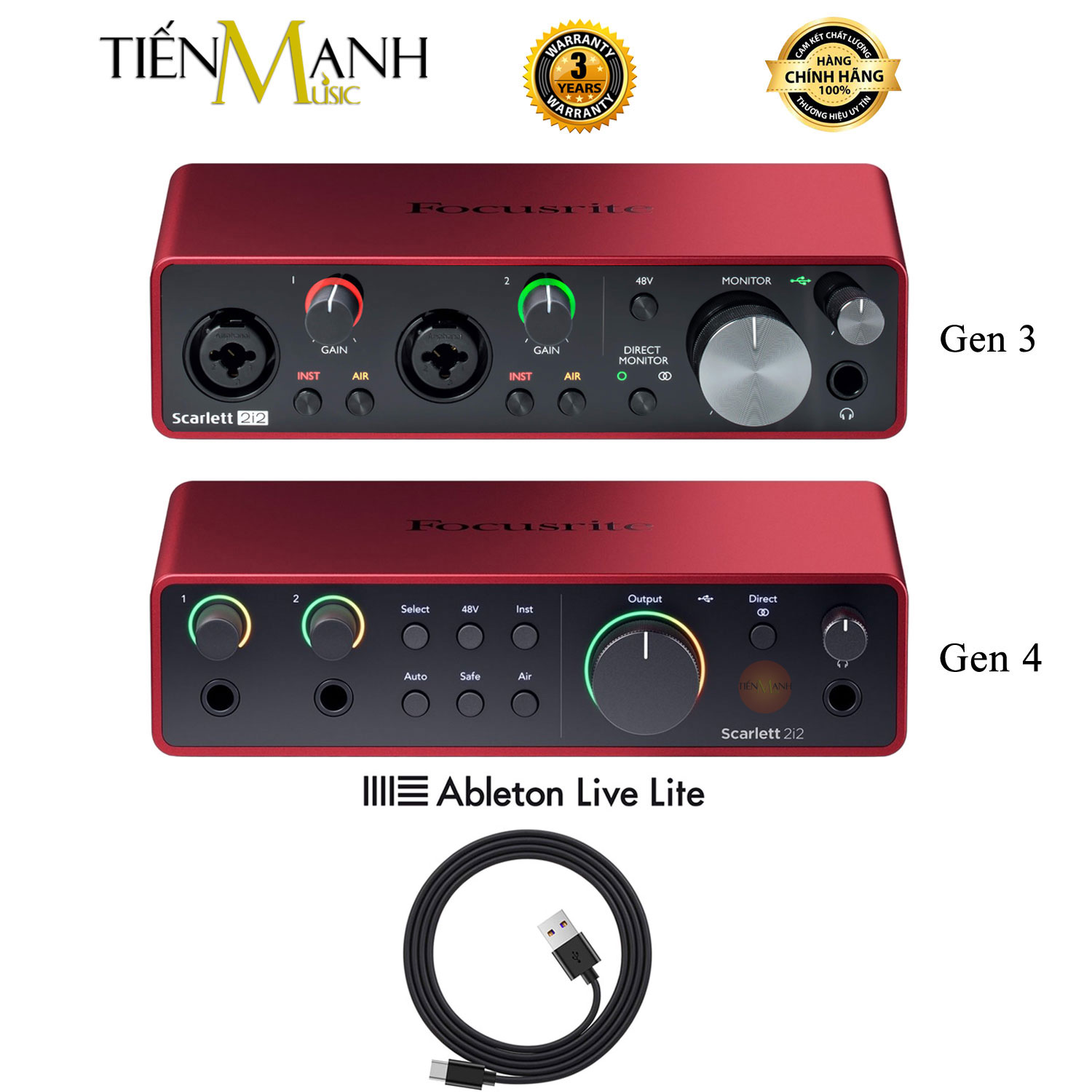 [Trả góp 0%] [Chính Hãng, BH 3 Năm] Focusrite Scarlett 2i2 Gen 4, Gen 3 Sound Card Âm Thanh - Focus USB Audio SoundCard (Gen4 - Gen3)