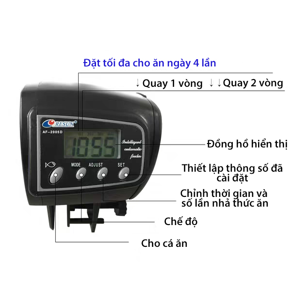 Máy cho cá ăn tự động AF2009D RESUN (cho cá ăn 4 lần trong ngày)