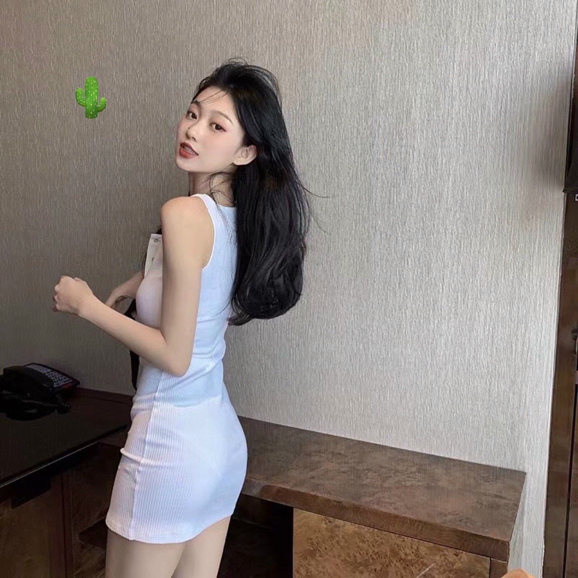 Váy đầm body phối nút sát nách