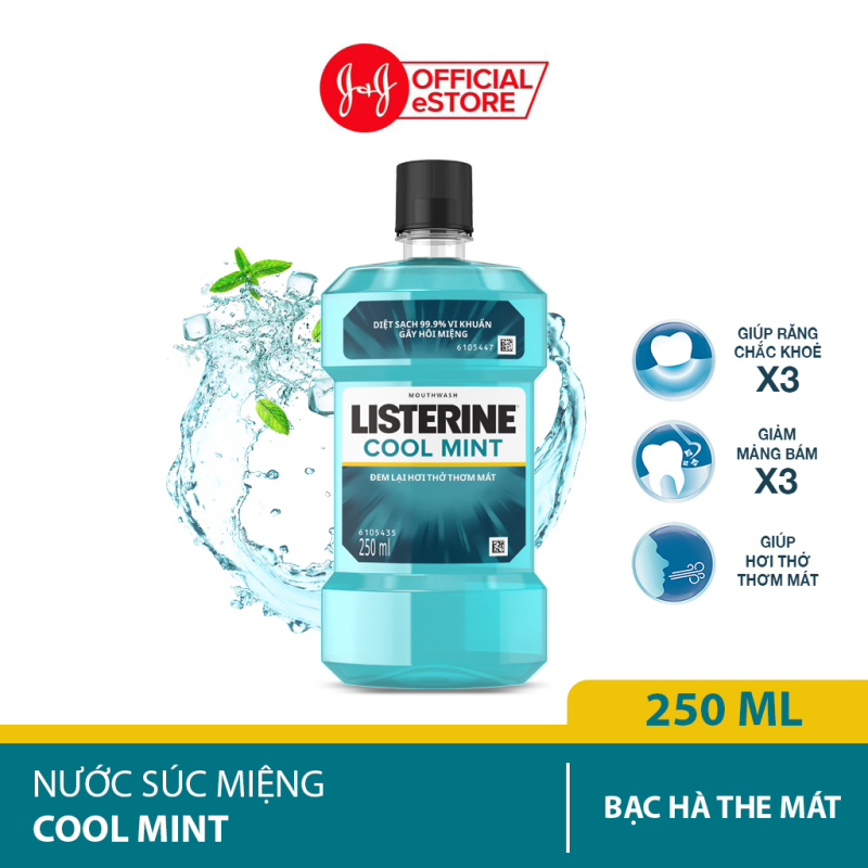 Nước súc miệng giữ hơi thở thơm mát Listerine cool mint 250ml 100945521