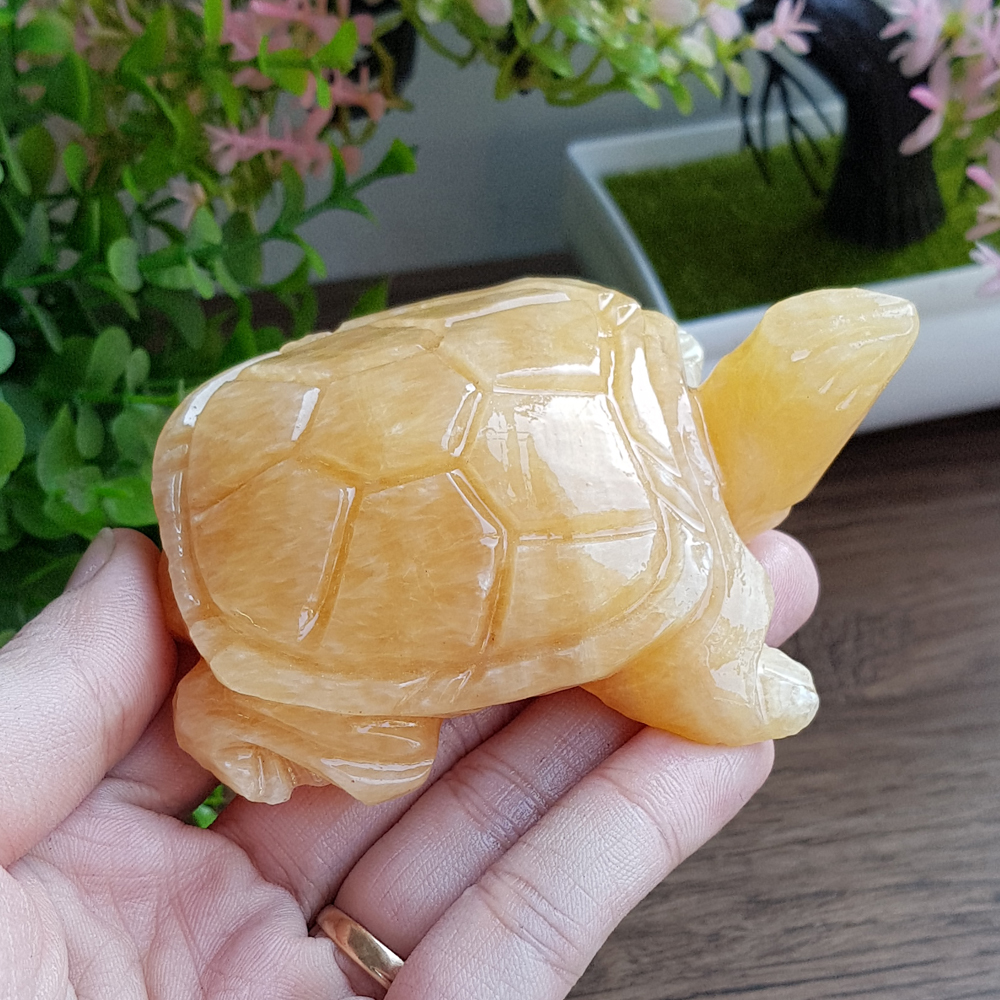 [HCM]Cụ Rùa VÀNG bằng đá thạch anh thiên nhiên size 8cm