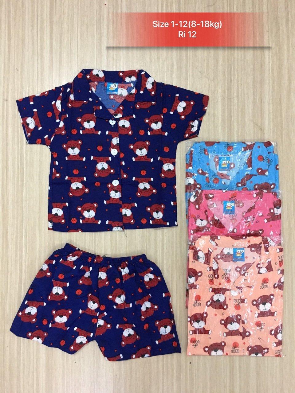 combo 3 bộ đồ pizama cho bé gái 8-25kg