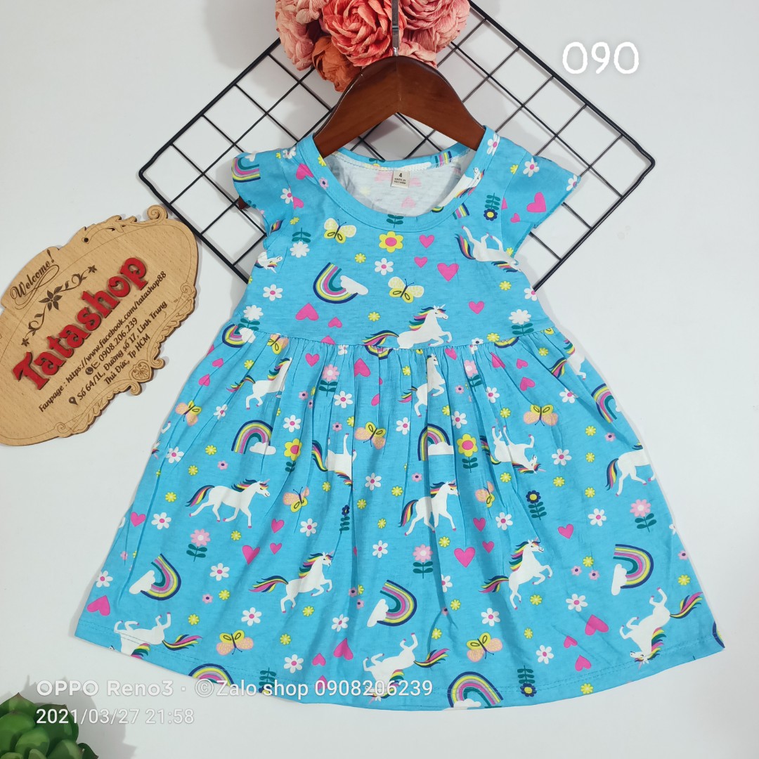 [HCM]Váy bé gái mặc nhà cotton mát 090