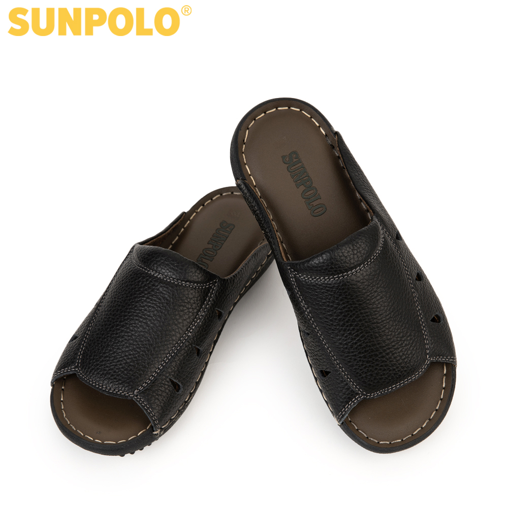 Dép nam da bò SUNPOLO DQN025 (Đen, Nâu)