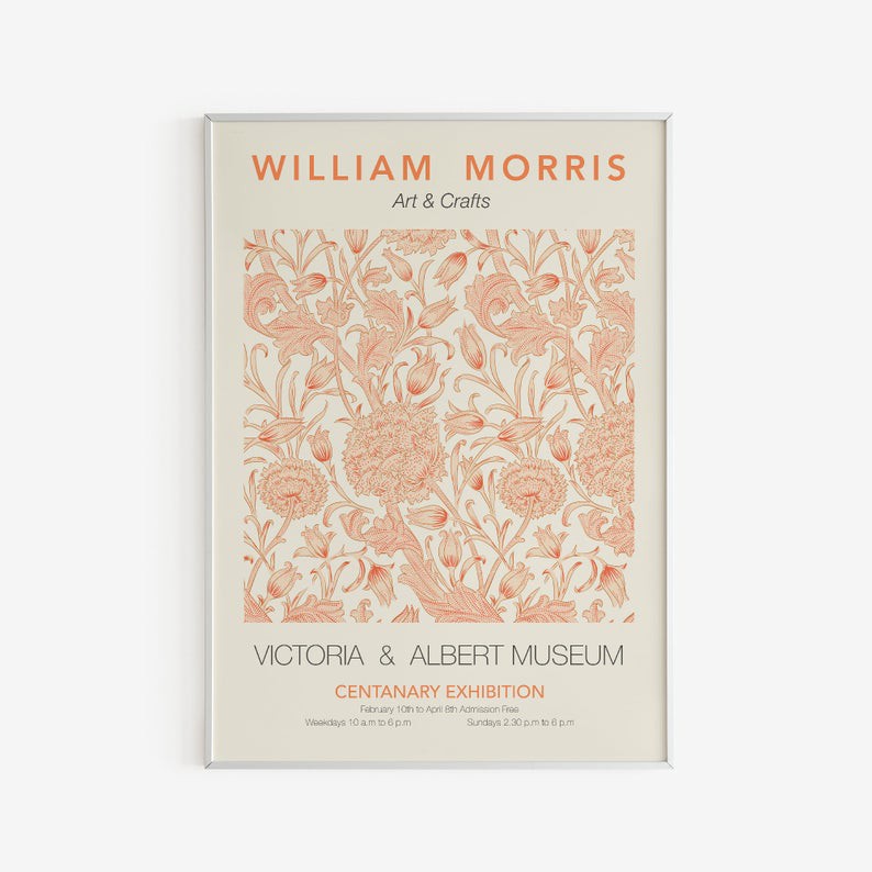Tranh treo tường | Triễn lãm-William Morris - Soft Orange Pastel Color 06 , tranh canvas giá rẻ