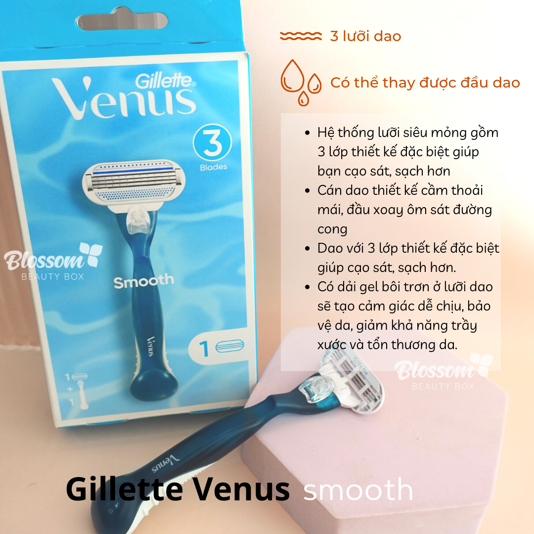 Dao cạo GILLETTE Venus Smooth Razor 3 blades (Chuyên dụng cho nữ)