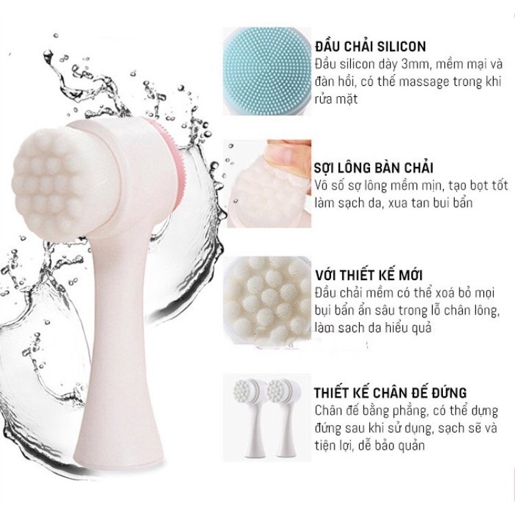 [HCM]Cọ Rửa Mặt 2 Đầu Massage Mặt (Màu Ngẫu Nhiên)