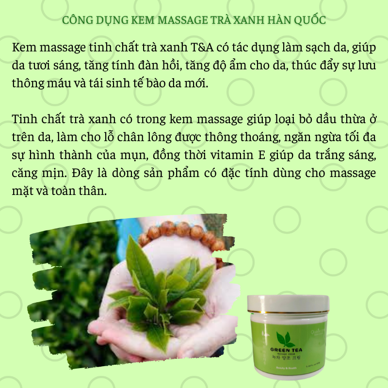 [Freeship] Kem massage tinh chất Trà xanh Hàn Quốc 450g