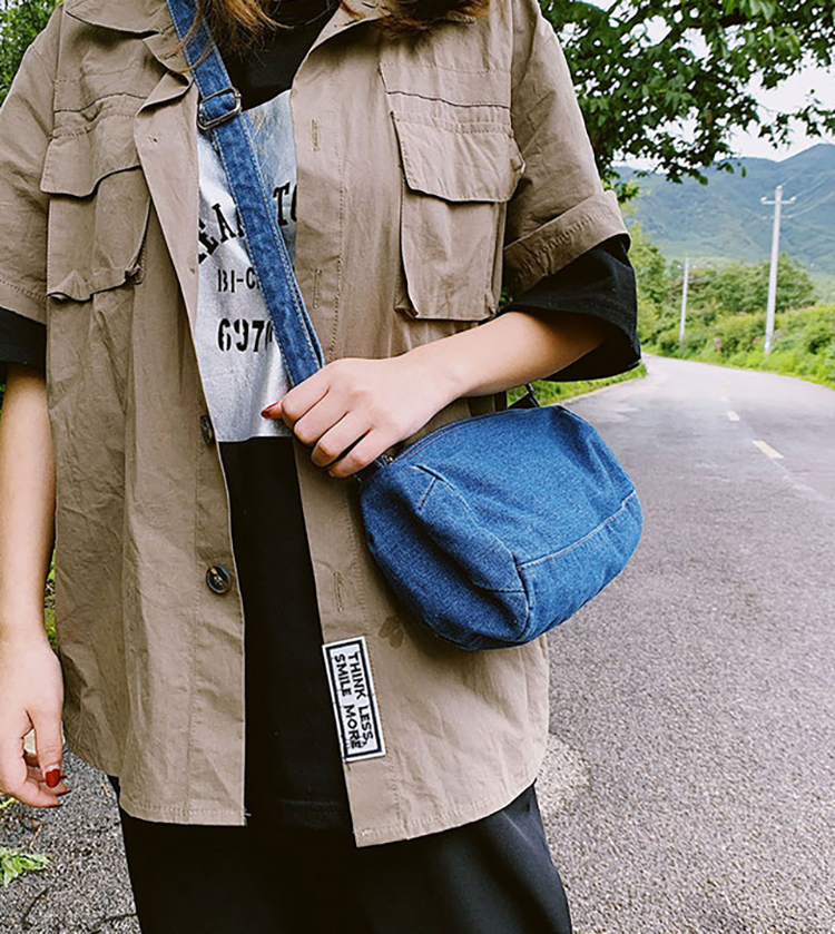 Túi trống đeo chéo USMA vải jeans