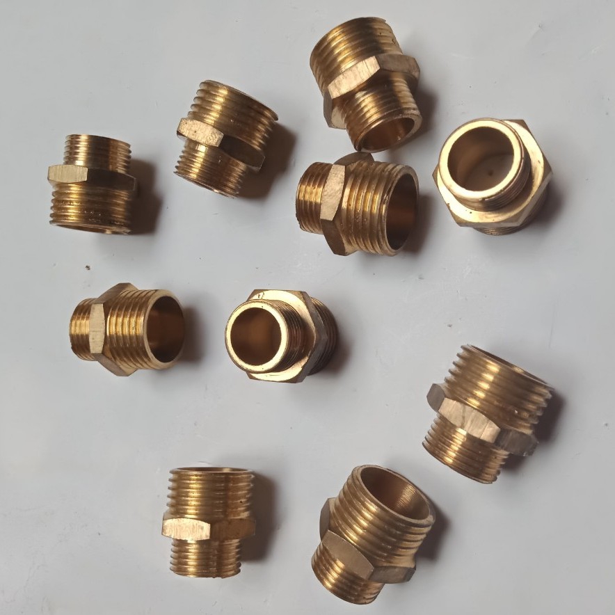 Kép 2 đầu ren ngoài 21/13mm,21/17mm, kép thu ren ngoài (đồng thau)