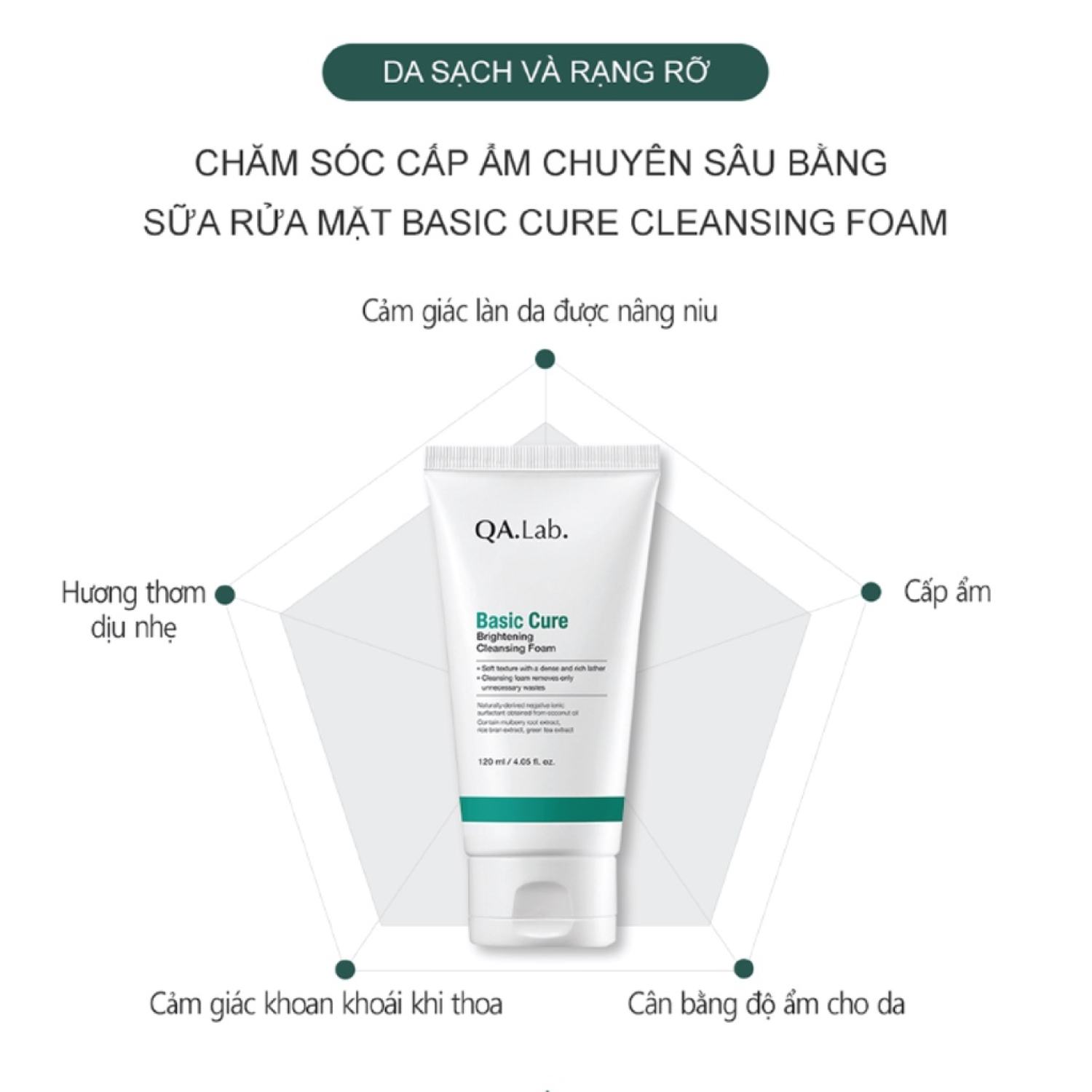 Sữa Rửa Mặt Làm Sáng Da Cao Cấp Qa.Lab Basic Cure Brightening Cleansing Foam