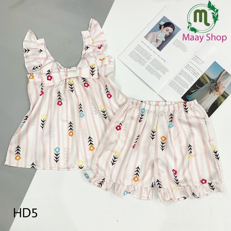 bộ lụa satin đùi cánh tiên cao cấp có size