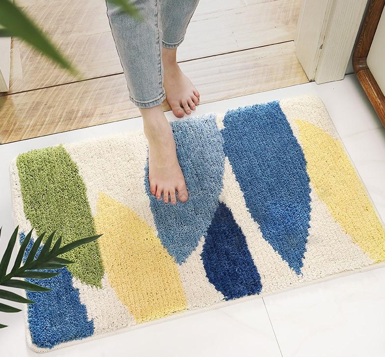 THẢM CHÙI CHÂN COTTON LEN PHỐI MÀU XANH VÀNG
