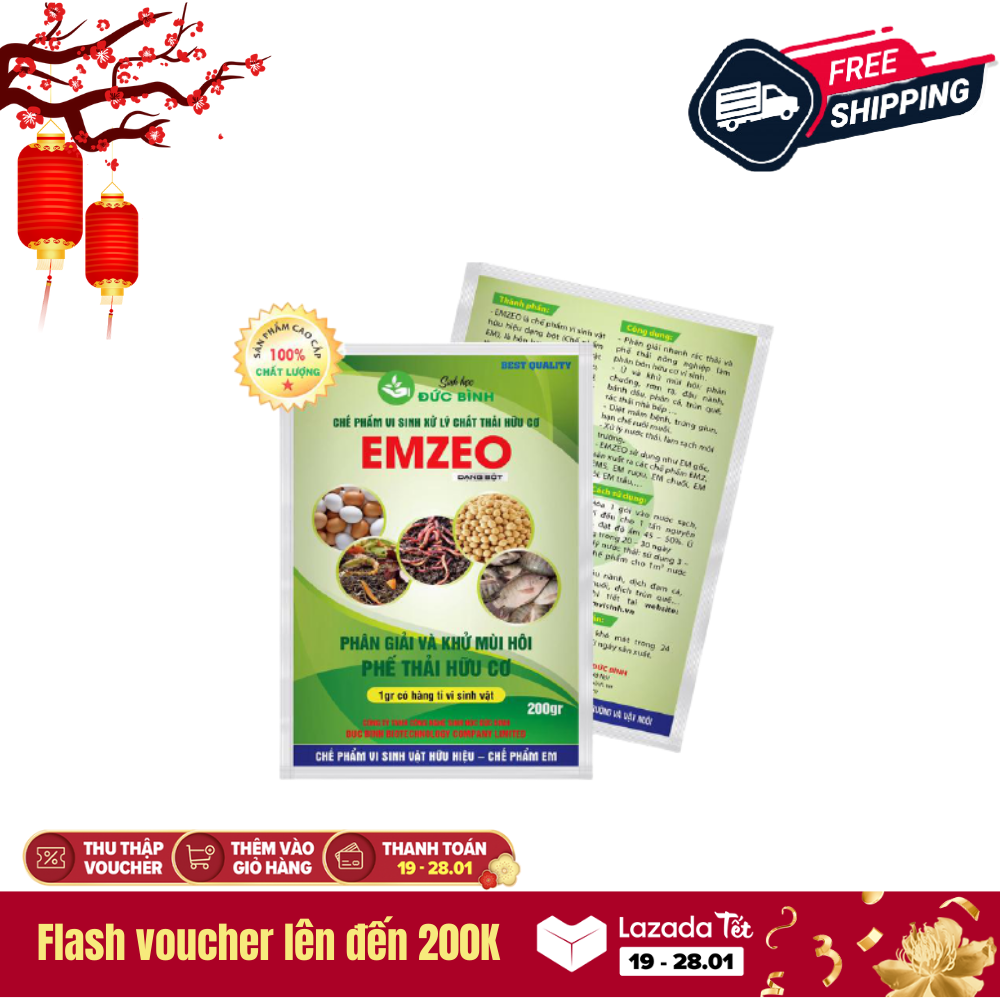 COMBO 5 gói chế phẩm SINH HỌC EMZEO xử lý rác thải, ủ phân bón hữu cơ