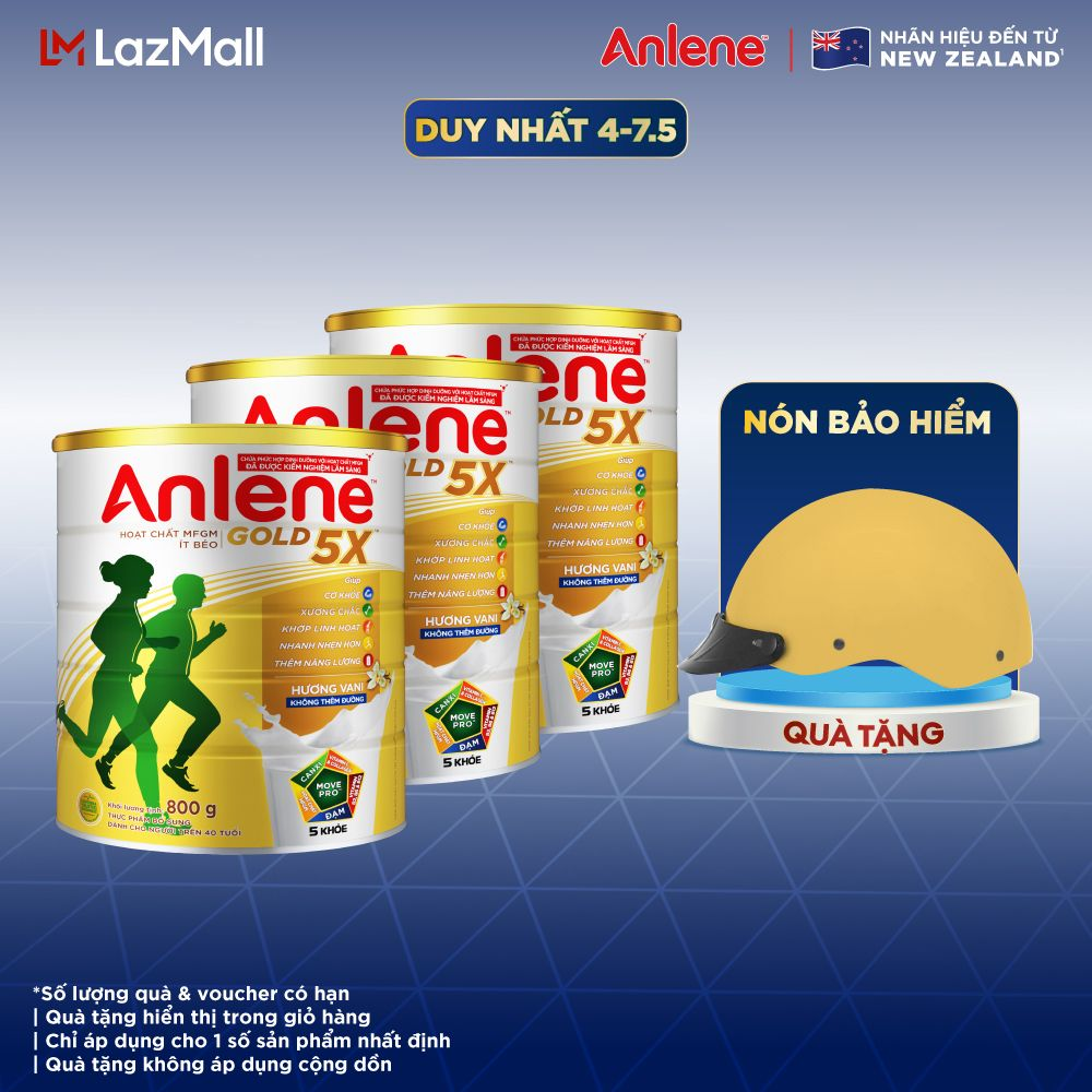 [Voucher giảm đến 26%]Combo 3 Sữa Bột Anlene Gold Hương Vani 800G
