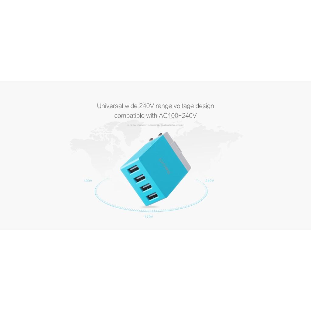 CỐC SẠC RECCI CUBE 4 CỔNG USB CHUẨN 2A