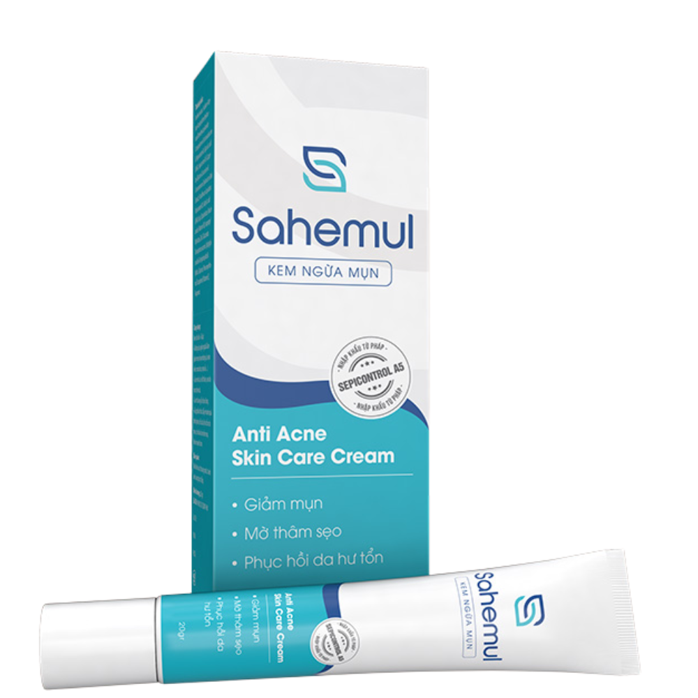 Tuýp kem ngừa mụn Sahemul 20gr - Dùng cho mụn viêm, mụn bọc, mụn mủ, mụn trứng cá và thâm mụn
