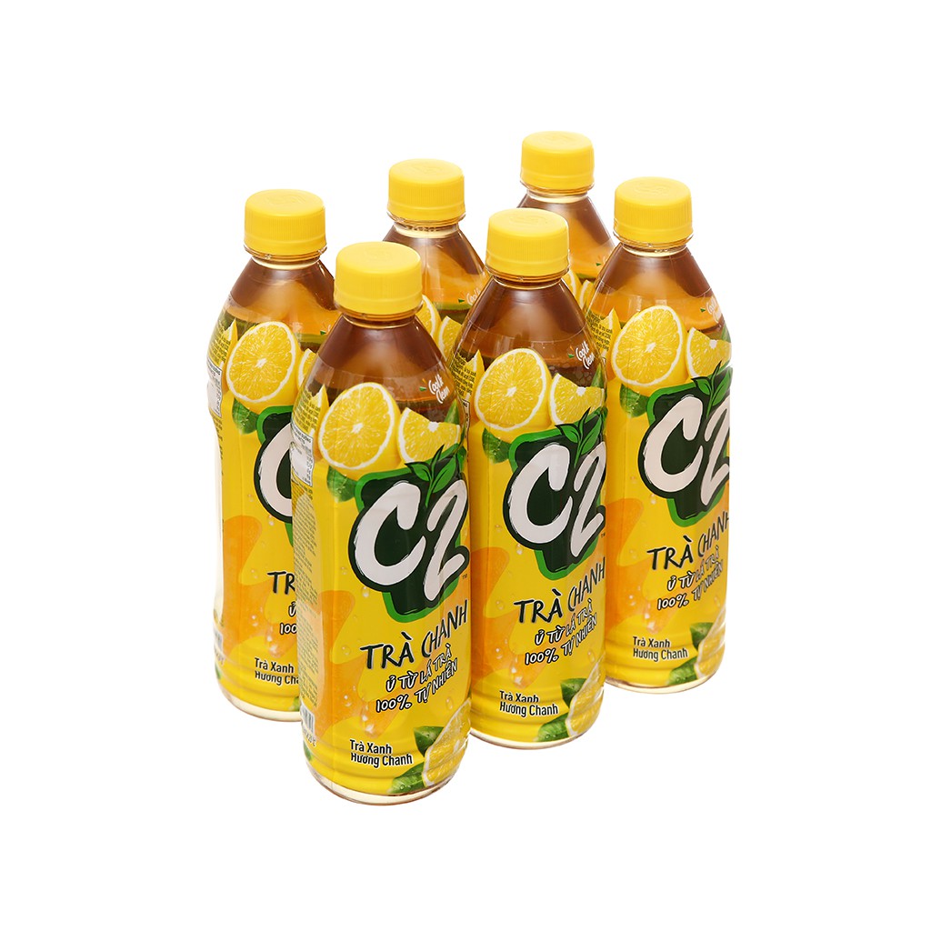 Lốc 6 chai C2 chanh trà xanh 455ml