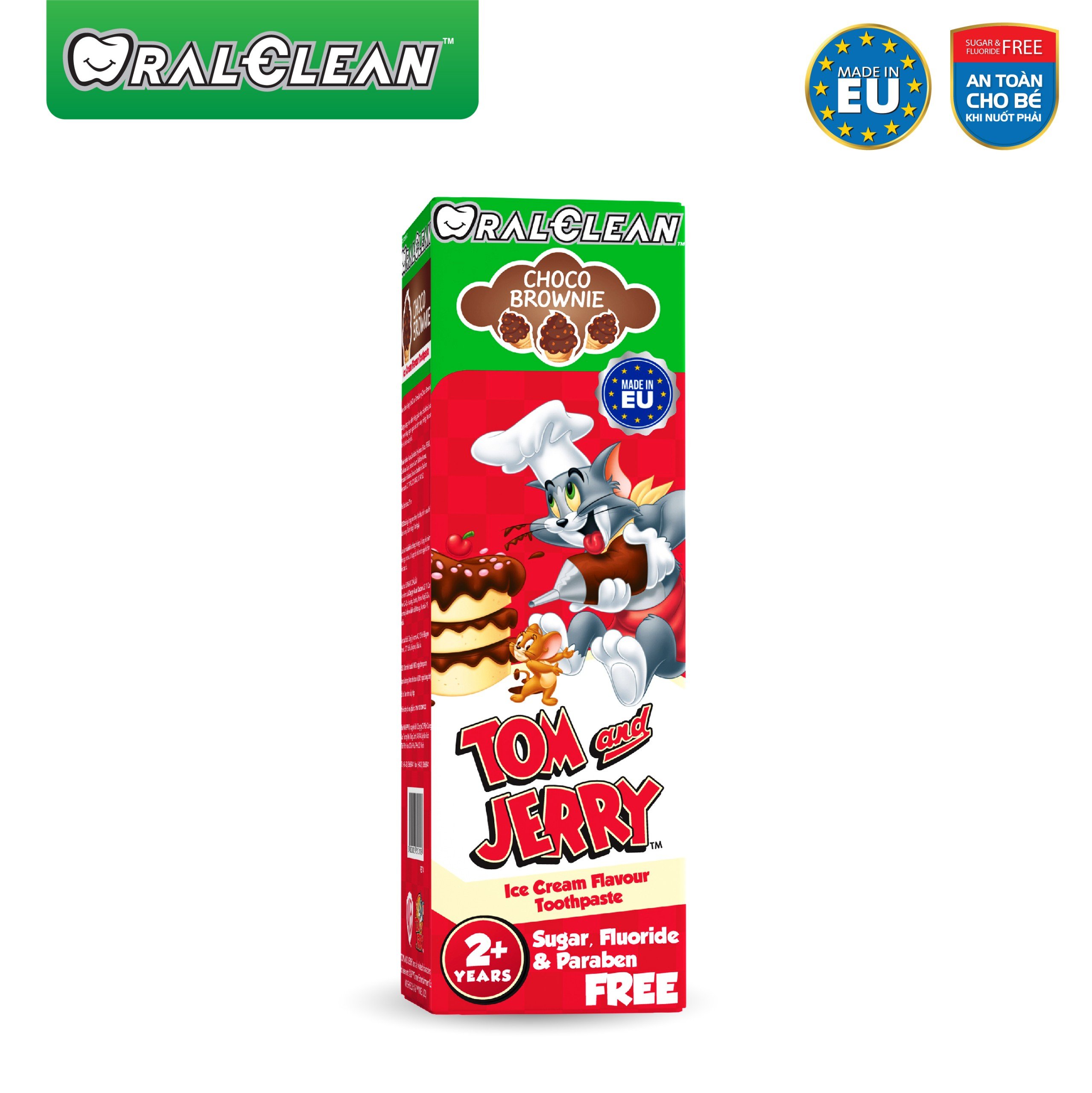 Kem Đánh Răng Cho Bé Socola OralClean Tom And Jerry Choco Brownie 75ml – Ngừa Sâu Răng, An Toàn Cho Trẻ Từ 2 Tuổi