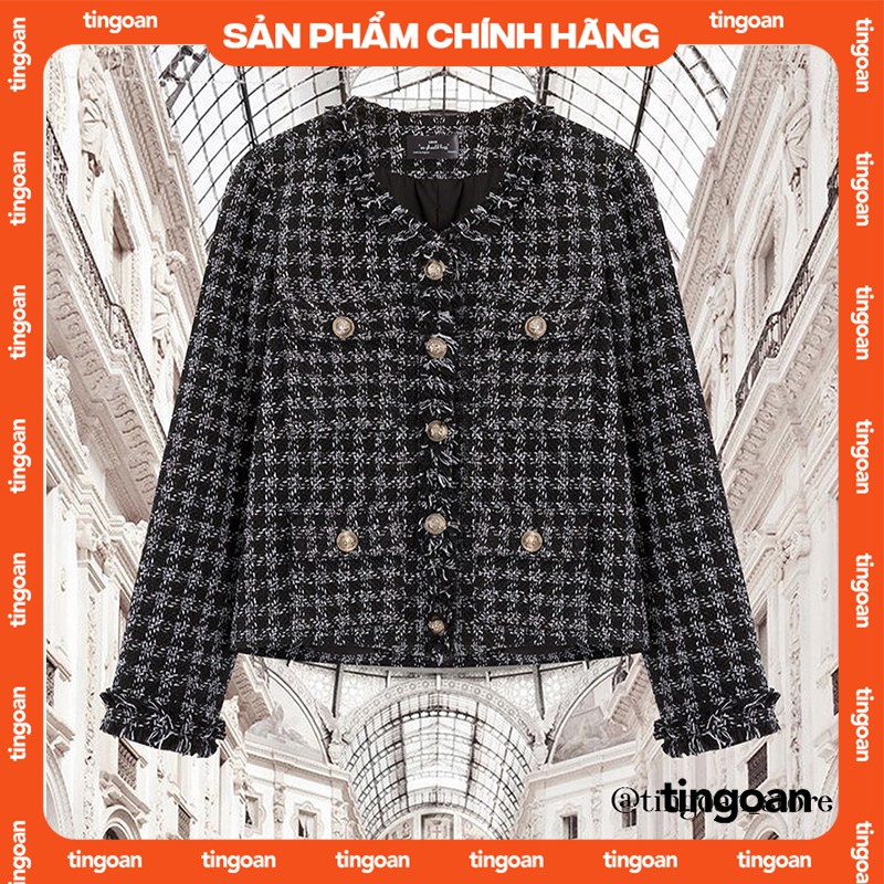 TINGOAN® - Áo khoác tweed tua rua viền SECRET DREAMER JACKET/BL