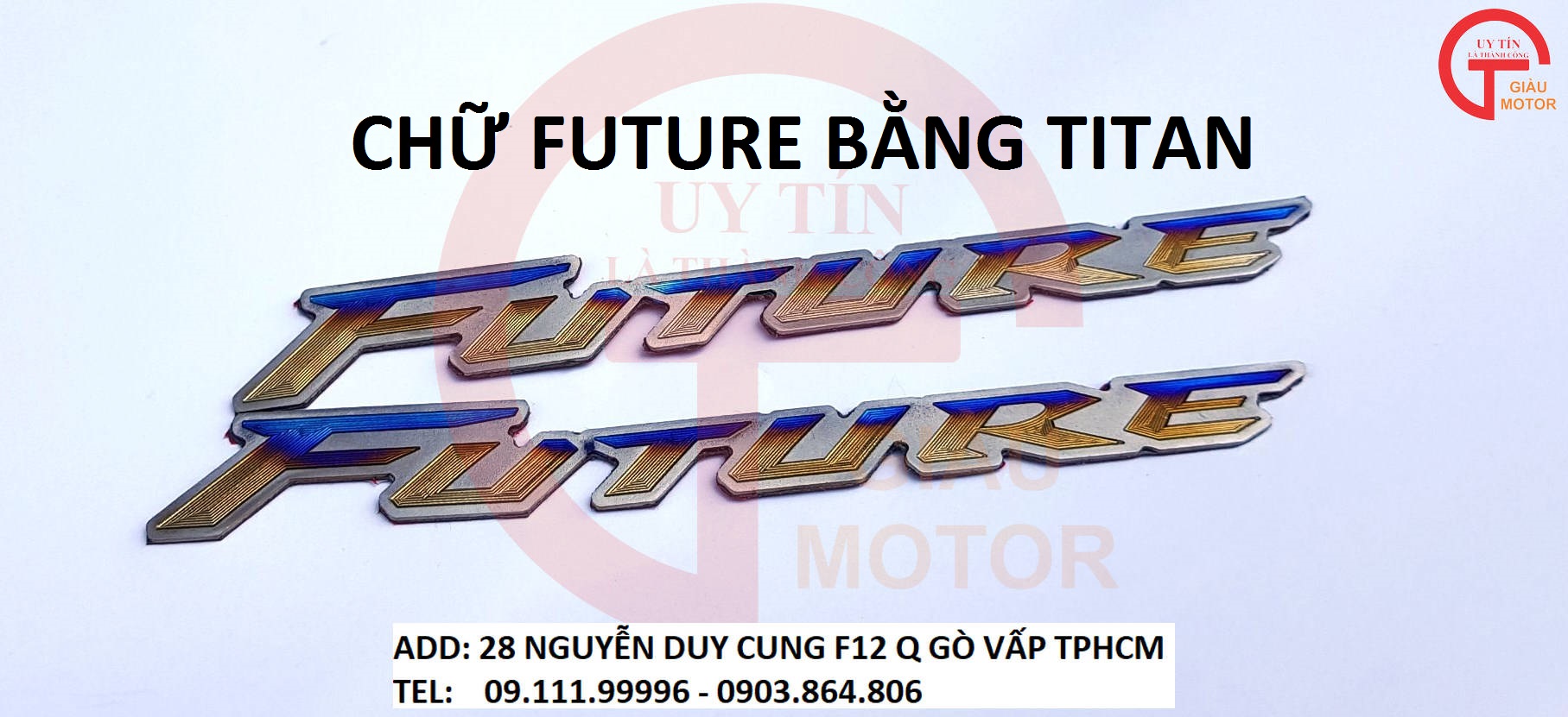 CẶP TEM TITAN CHỮ FUTURE DÁN XE HONDA  FUTURE