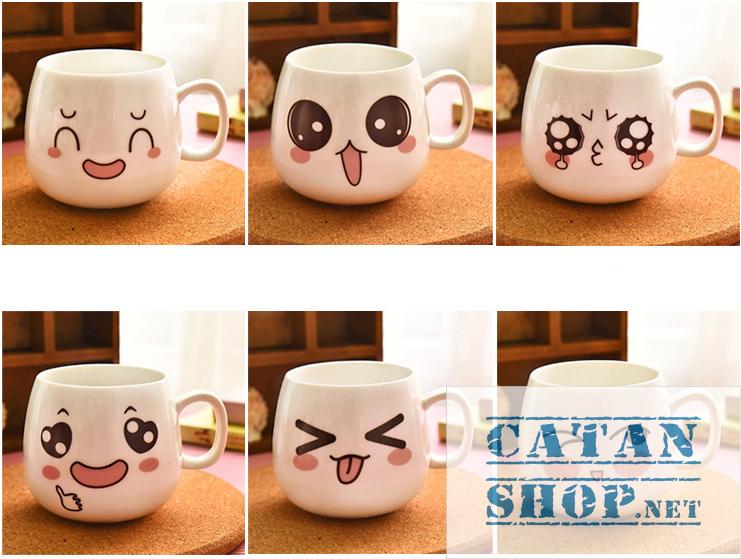 [HCM]01 BỘ LY SỨ GỒM LY NẮP VÀ MUỖNG CỐC TÁCH GỐM SỨ HÌNH CẢM XÚC HAPPY EMOTION DỄ THƯƠNG CUTE CHỊU NHIỆT TỐT_HK062(hình ngẫu nhiên)