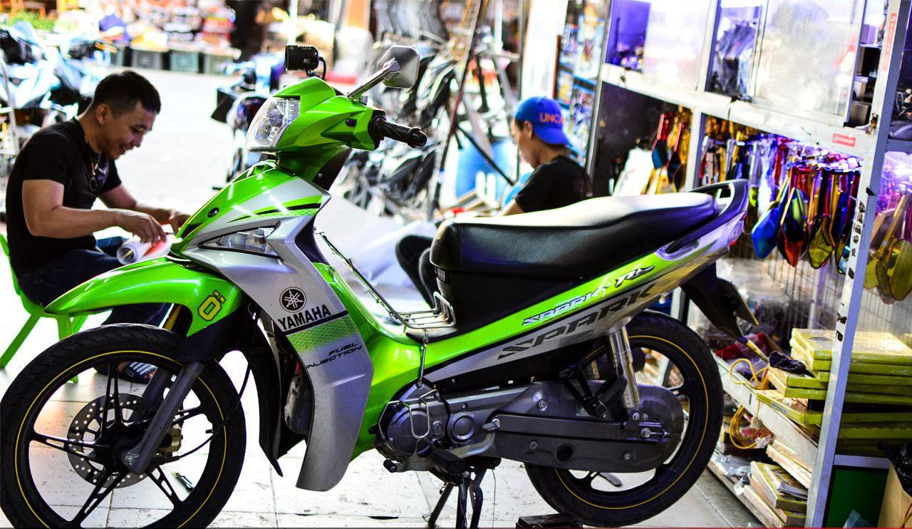 tem TRÙM xe sirius FI xanh lá cây đẹp - Tem dán xe máy làm theo yêu cầu - tem TRÙMxe sirius FI rẻ đẹp