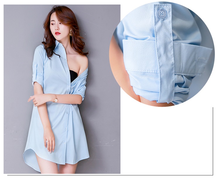 Áo sơ mi nữ dáng dài trùm mông, áo giấu quần S165