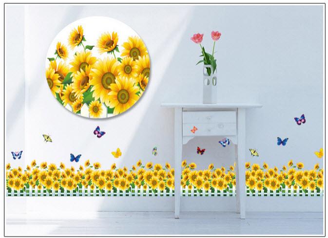 [HCM]DECAL DÁN CHÂN TƯỜNG HƯỚNG DƯƠNG VÀNG