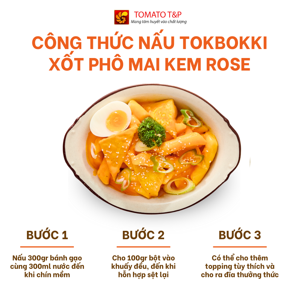 Bột Phô Mai Kem Rose dùng để làm sốt nấu Tokbokki, Mì ý, Mì trộn, Pasta - Gói 100g - Tomato T&P