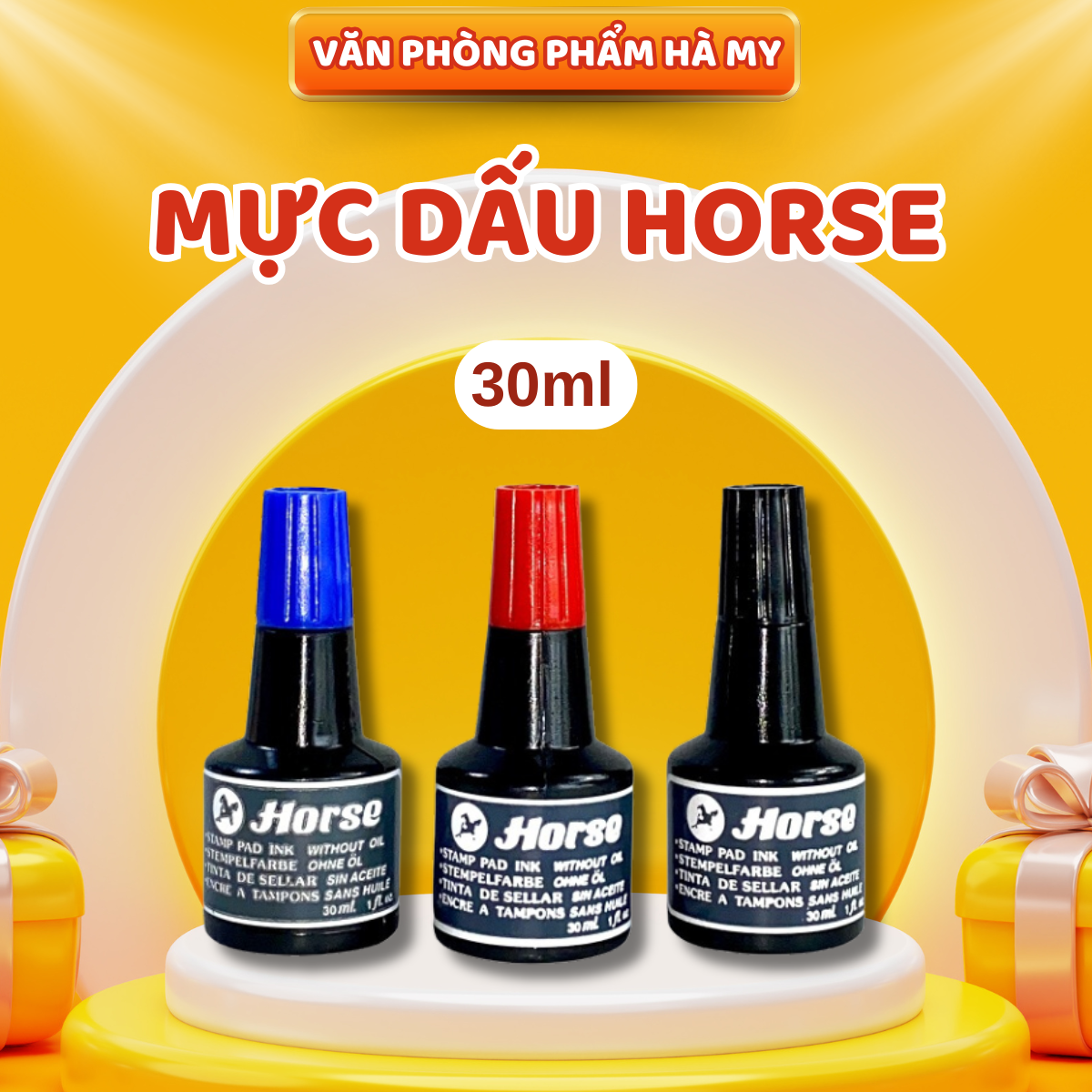Mực dấu Horse chai 30ml mực tươi sáng, không lem