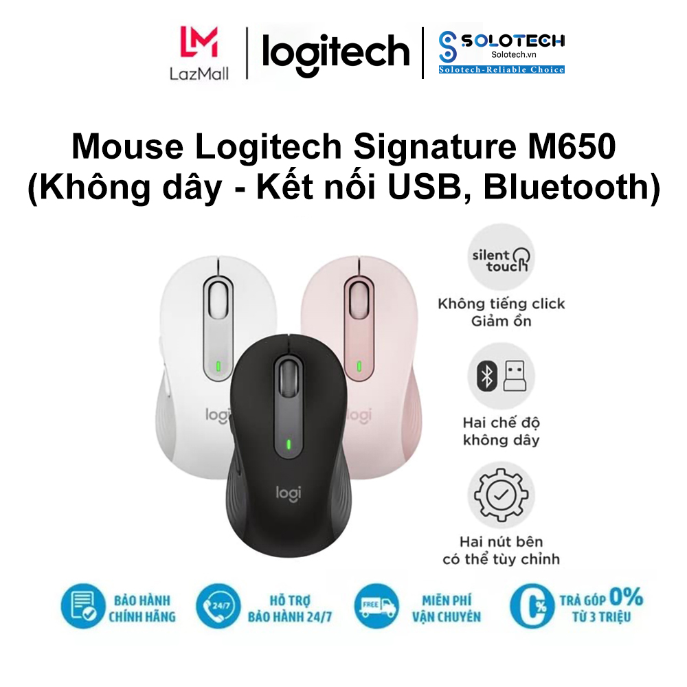 Chuột máy tính Logitech Signature M650 Không dây - Kết nối USB, Bluetooth