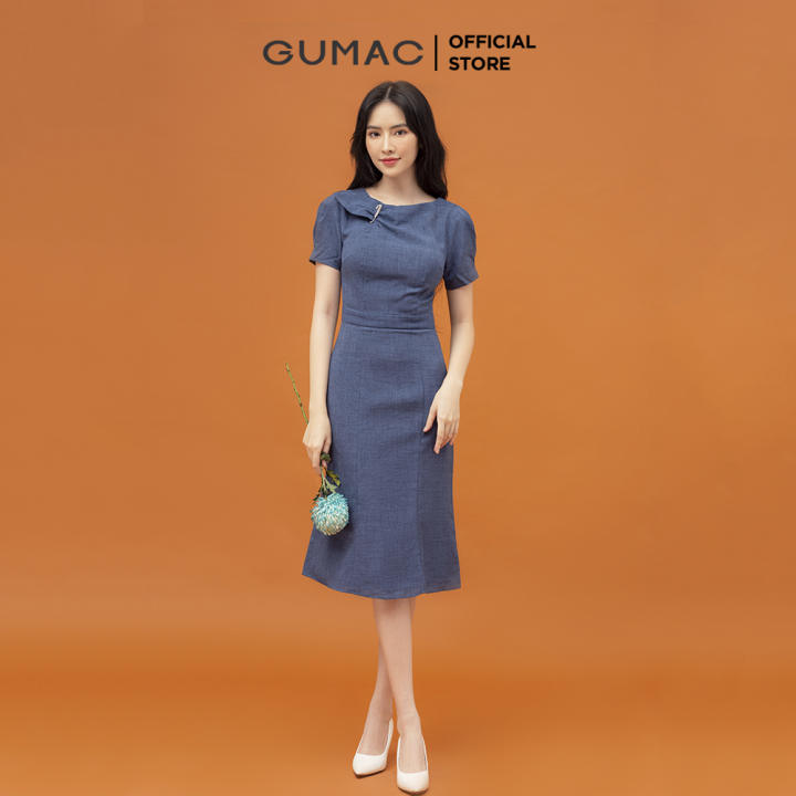Đầm nữ tay ngắn phụ kiện GUMAC DB618 – Gumac >>> top1shop >>> lazada.vn