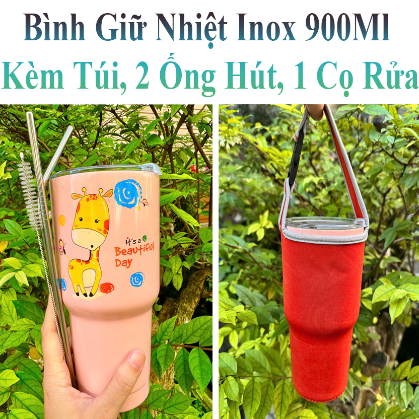 Bình Giữ Nhiệt 900ml Cao Cấp Full Phụ Kiện
