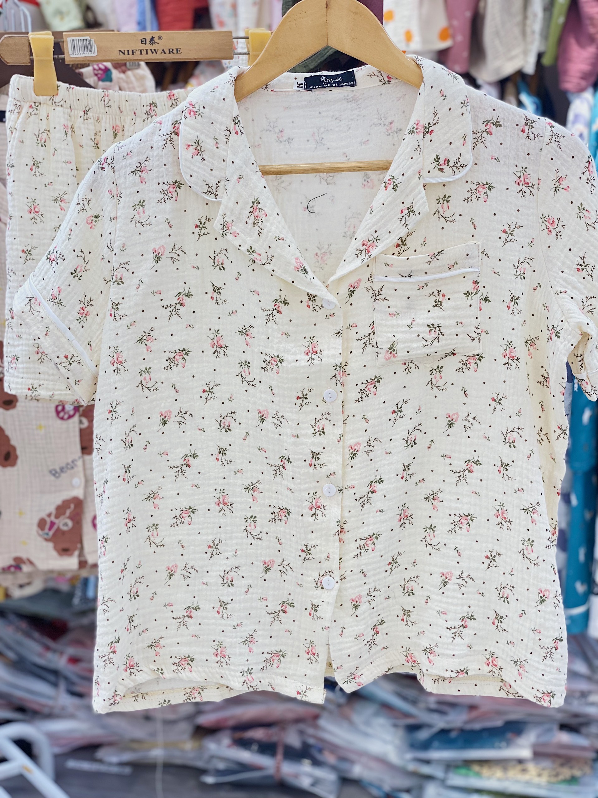 BỘ PYJAMA/PYJAMA MUSLIN TAY CỘC QUẦN CỘC (ẢNH THẬT)