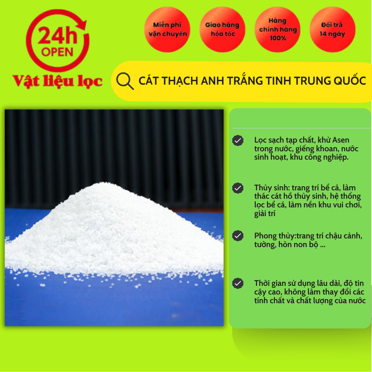 Cát thạch anh trắng tinh trung quốc